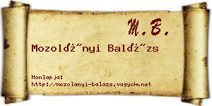Mozolányi Balázs névjegykártya